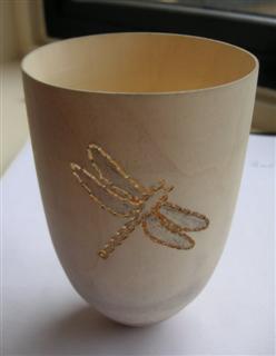 The finished vase with it's dragonfly decoration